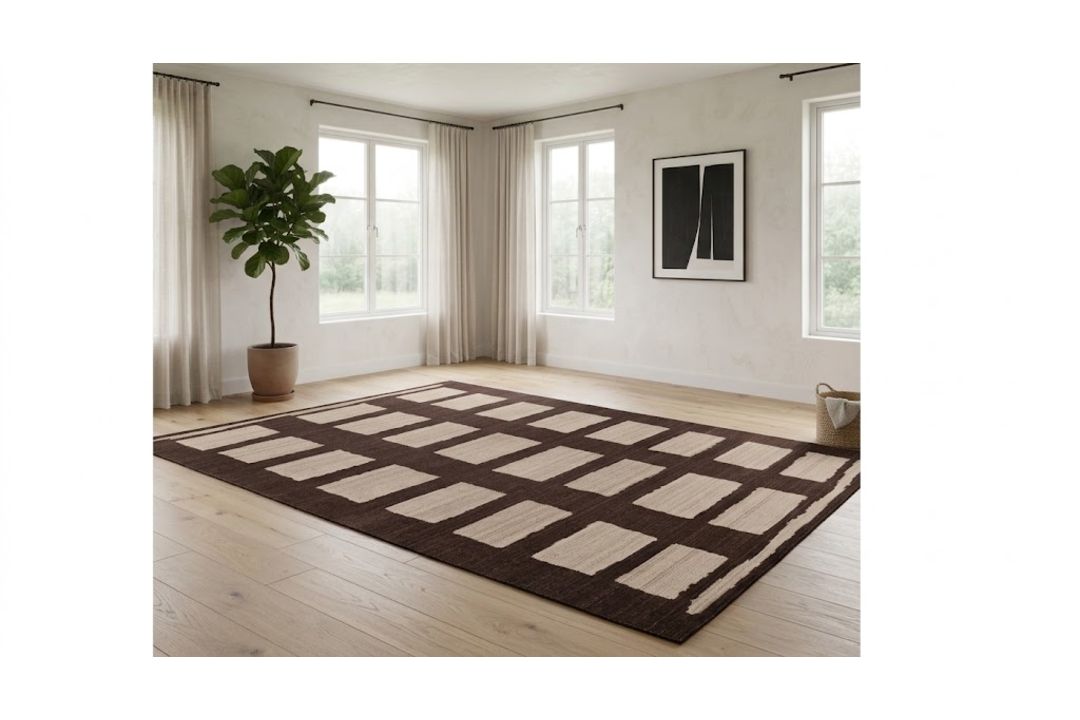 Timothy Oulton Istanbul Grid Carpet Large (740 x 380cm) — Brown Beige The Timothy Oulton Istanbul