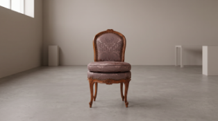 Louis XV style Chauffeuse Chair, a low – seated fireside chair (from the French chauffer, to heat)