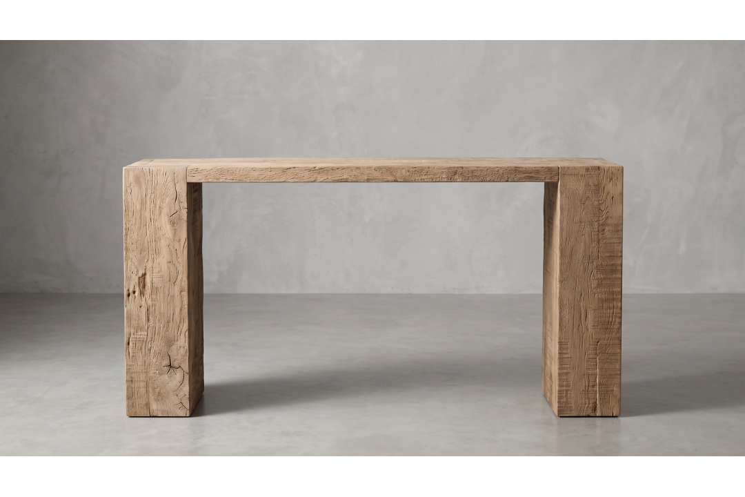 Timothy Oulton Braveheart Console Table (220 x 46 x 76cm) in Battered Plank is a commanding, - Image 2 of 4