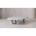 Timothy Oulton Arno Coffee Table (Large, 160 x 93cm) in Marble White Satin is a sculptural,
