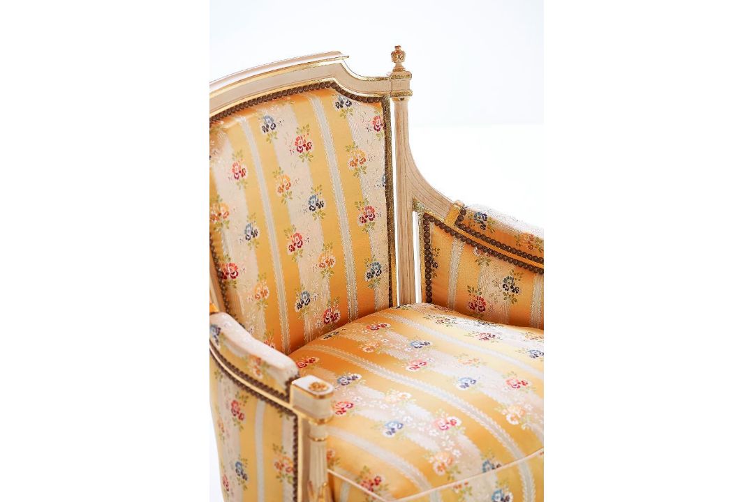 A Pair of Louis XVI easy chair "Lerouge" Copy after work signed Lerouge – The back is curved and - Image 5 of 8