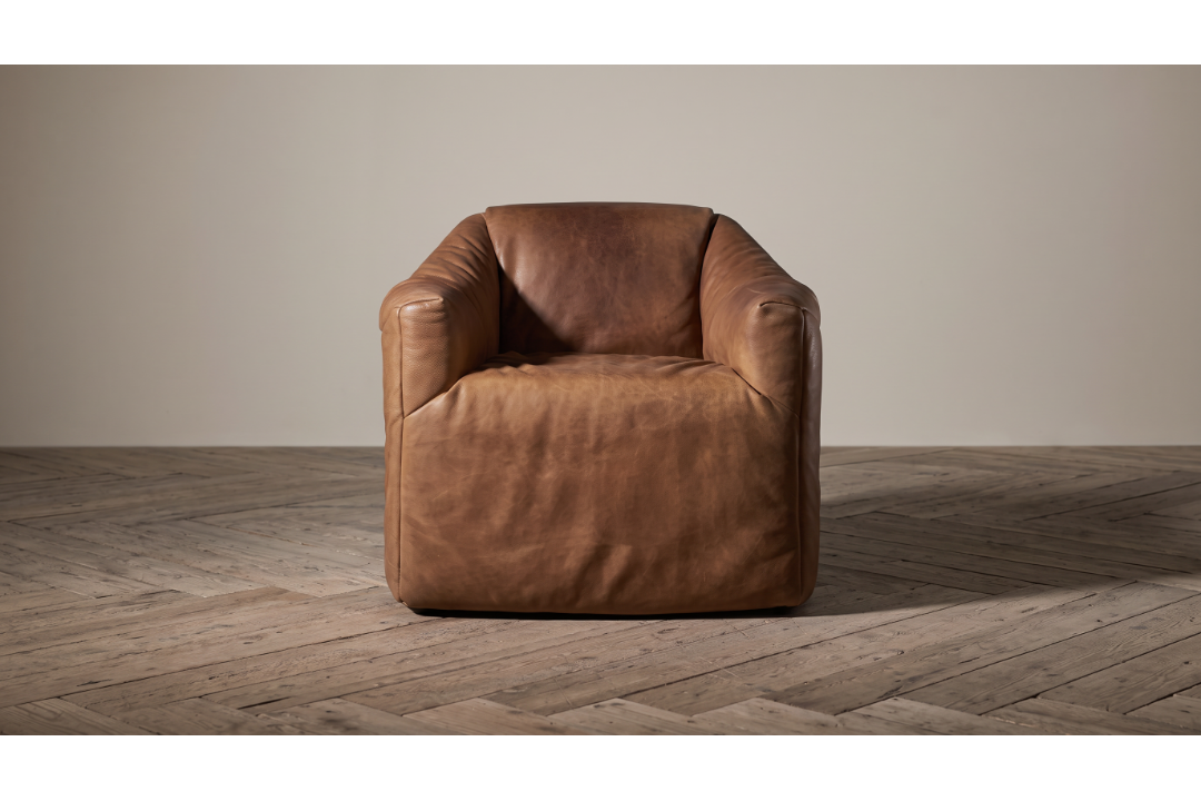 Timothy Oulton Rumple Chair — Savage Original Leather Characterized by its gently curved, tub- - Image 2 of 2