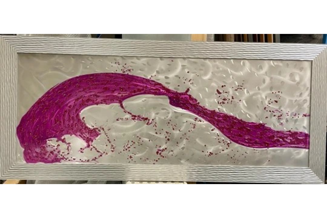 Red Ocean Wall Art Dramatic Red Ocean Wall Art piece, featuring a dynamic abstract wave motif in - Image 2 of 2