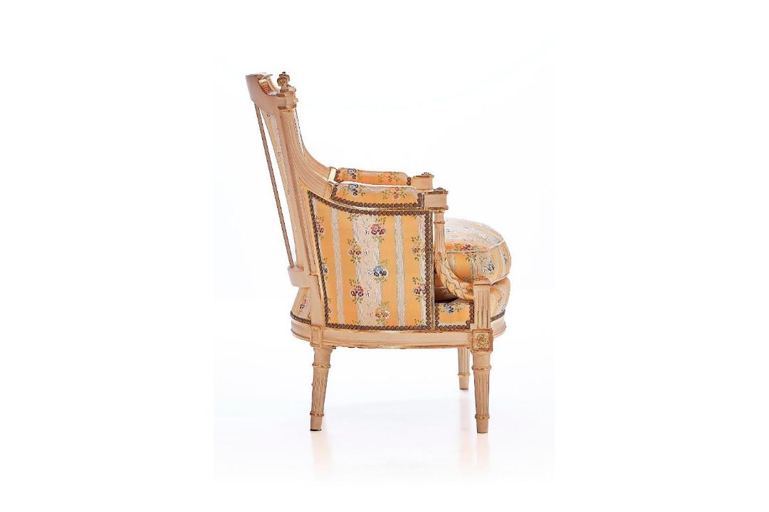 A Pair of Louis XVI easy chair "Lerouge" Copy after work signed Lerouge – The back is curved and - Image 7 of 8