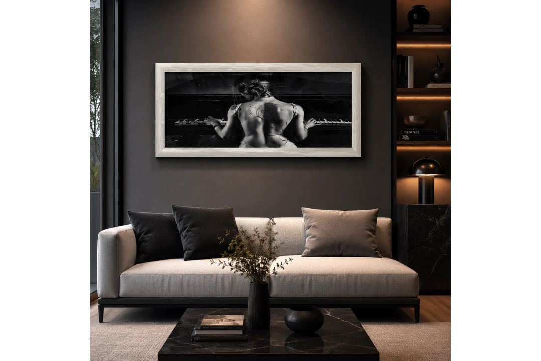 Contemplation Black and White Wall Art Captivating Tiger Black and White Wall Art piece, featuring a - Image 1 of 2