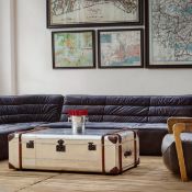 Timothy Oulton Globetrekker Medium Coffee Table (115 x 75cm) in Aero is an industrial, aviation-