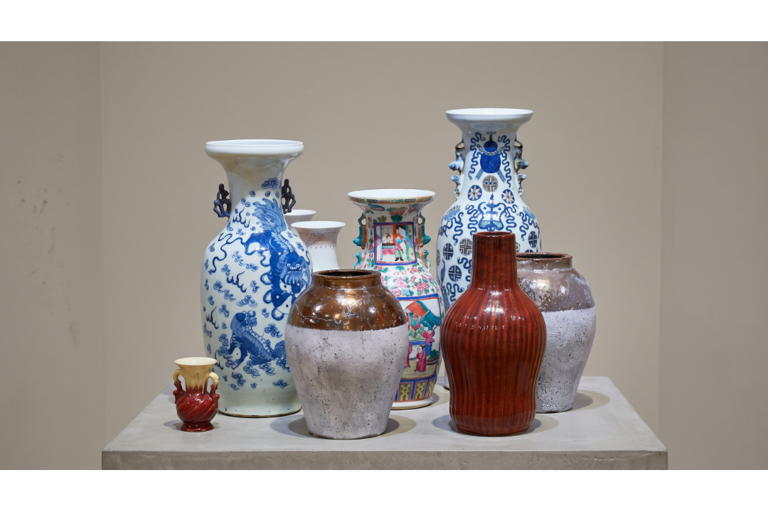 A diverse collection of nine decorative vases showcasing a blend of traditional Chinese and Japanese - Image 1 of 2
