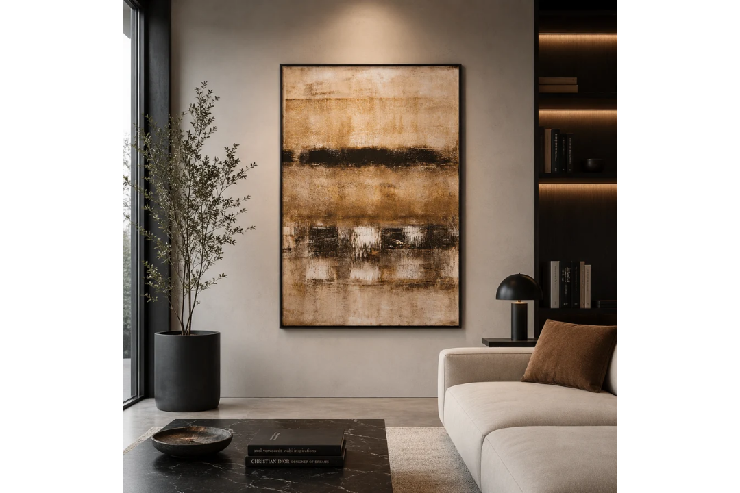Natural Canavas Wall Art Sophisticated Natural Canvas Wall Art piece, featuring a large-scale - Image 1 of 3