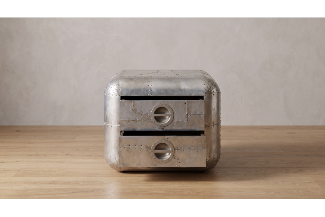 Timothy Oulton Aviator Blackhawk Large Side Table (67 x 67cm) in Spitfire (SPF) finish is an - Image 2 of 2