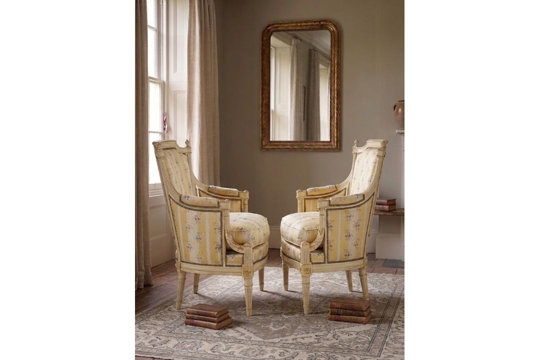 A Pair of Louis XVI easy chair "Lerouge" Copy after work signed Lerouge – The back is curved and - Image 2 of 8