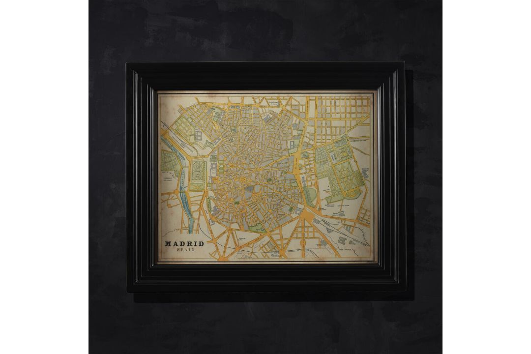 Timothy Oulton Classic Maps Madrid Art (100 x 82cm) The Timothy Oulton Classic Maps Madrid Art OAK - Image 1 of 2