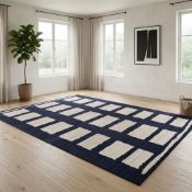 Timothy Oulton Istanbul Grid Carpet 375 x 279cm— Blue & Beige The Timothy Oulton Istanbul Grid