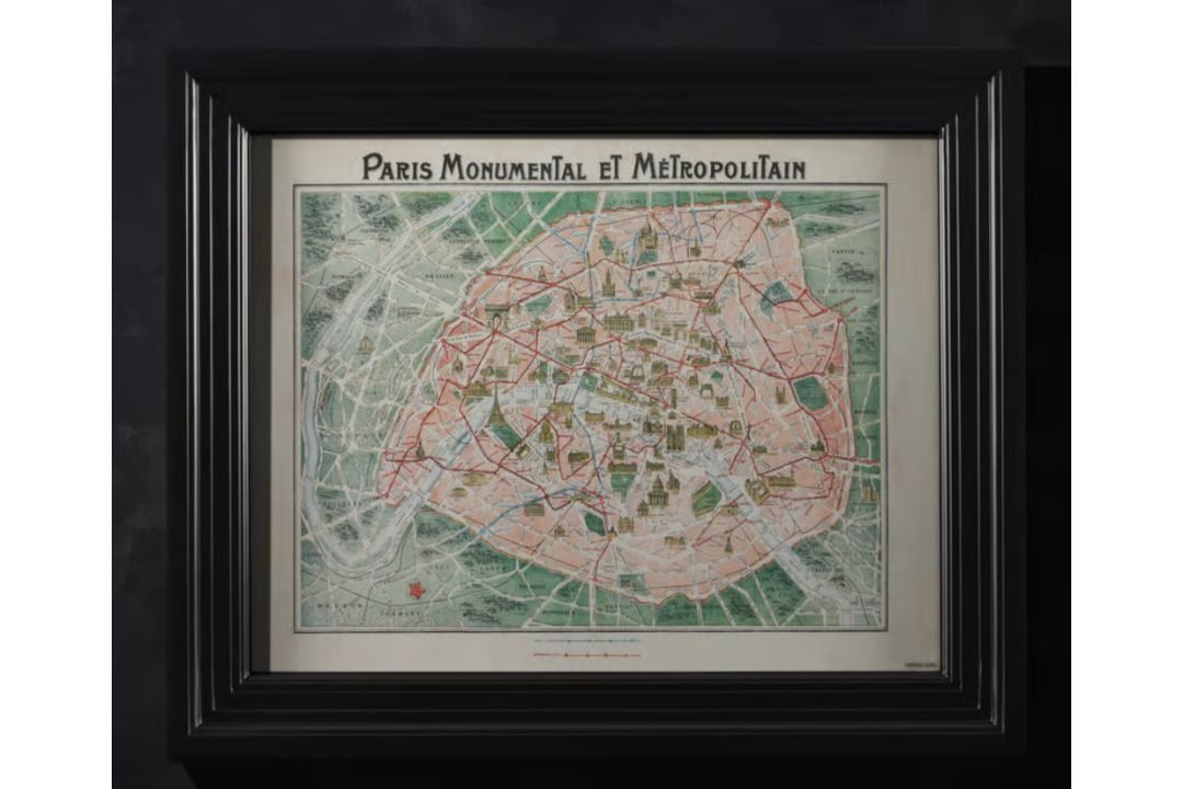 Timothy Oulton Classic Maps Paris Art (100 x 82cm) The Timothy Oulton Classic Maps Paris Art is an - Image 1 of 2