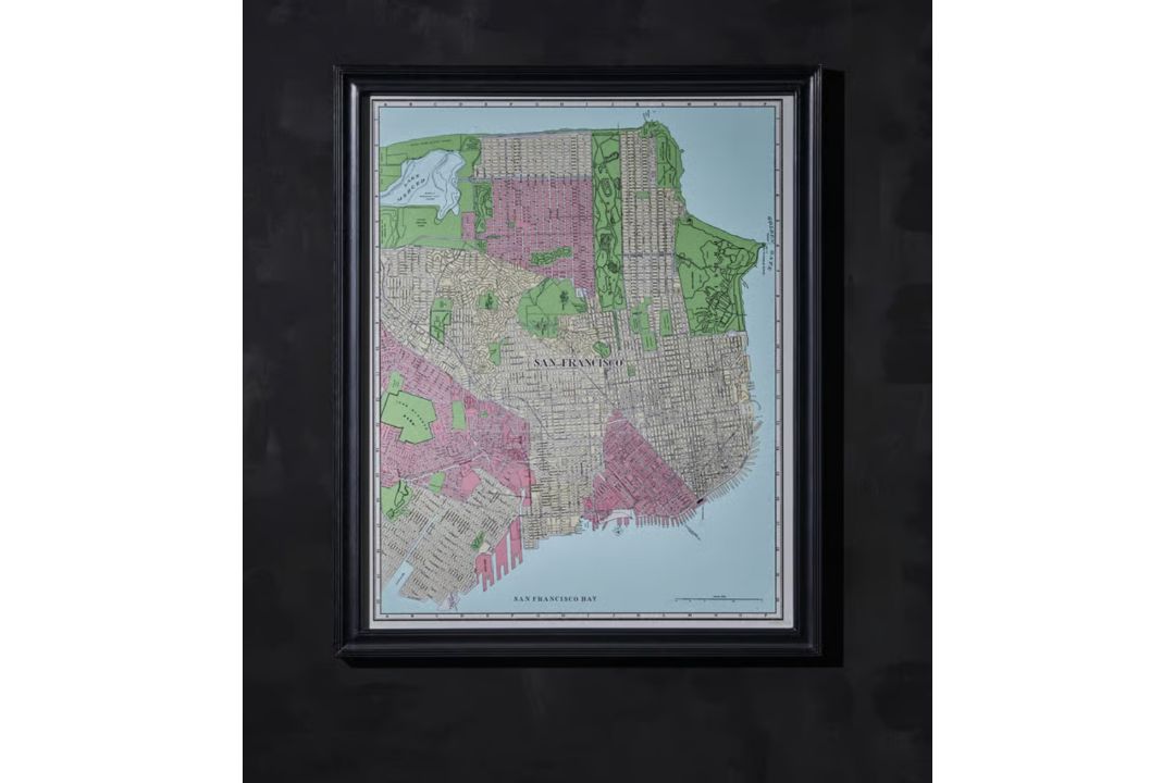 Timothy Oulton Maps San Francisco Art (100 x 82cm) The Timothy Oulton Maps San Francisco Art black - Image 1 of 2