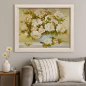 Floral Wall Art Elegant Floral Wall Art piece, featuring a classic still-life painting of lush white