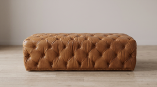 Timothy Oulton Lord Digsby Rectangular Footstool in Old Saddle Nut is a luxurious, vintage-