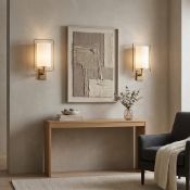 A pair of Chelsom Lighting Marlow MA/9/W1 Wall Lights Featuring a deeply ribbed matt opal glass