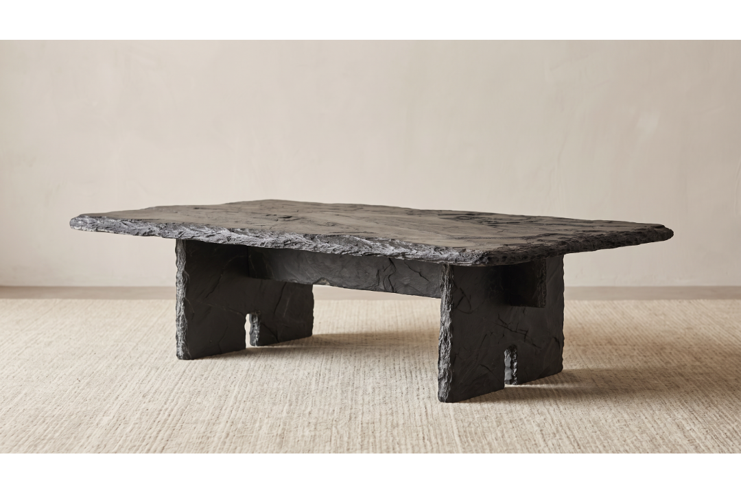 Timothy Oulton Quarry Rectangular Coffee Table (150 x 90cm) in Black Slate Satin is a ruggedly - Image 2 of 4
