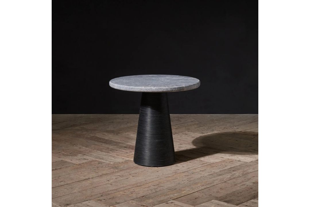 Timothy Oulton Bootlace Round Side Table (56cm Top) in Cloud is a masterclass in delicate, - Image 1 of 2
