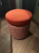 Contemporary Dual-Fabric Circular Pouffe / Dressing Table Stool red top red body (43 x 48cm)