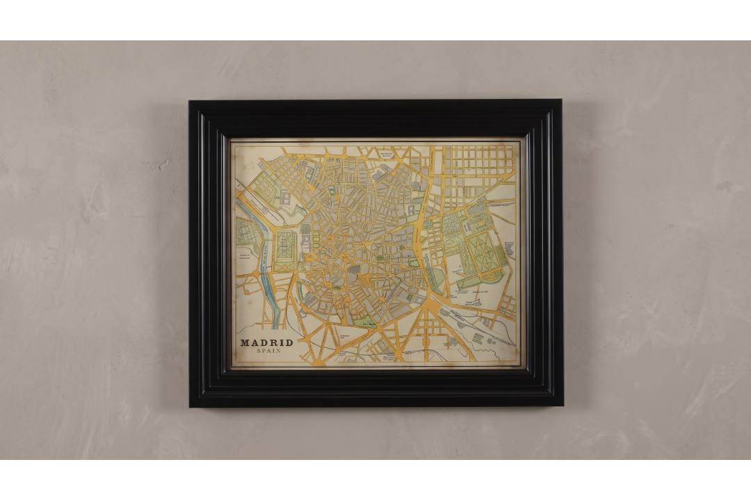 Timothy Oulton Classic Maps Madrid Art (100 x 82cm) The Timothy Oulton Classic Maps Madrid Art OAK - Image 2 of 2