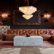 Timothy Oulton Marble Rectangular Coffee Table (150 x 90cm) with Casters in Marble White Polished
