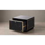 Timothy Oulton Colosseum Side Table (50 x 50cm) in Marble Black Polished Shiny Brass is a sleek,