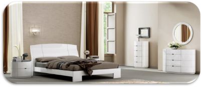 Lorna collection, a brand-new double bed frame expertly finished in ultra-stylish high-gloss white