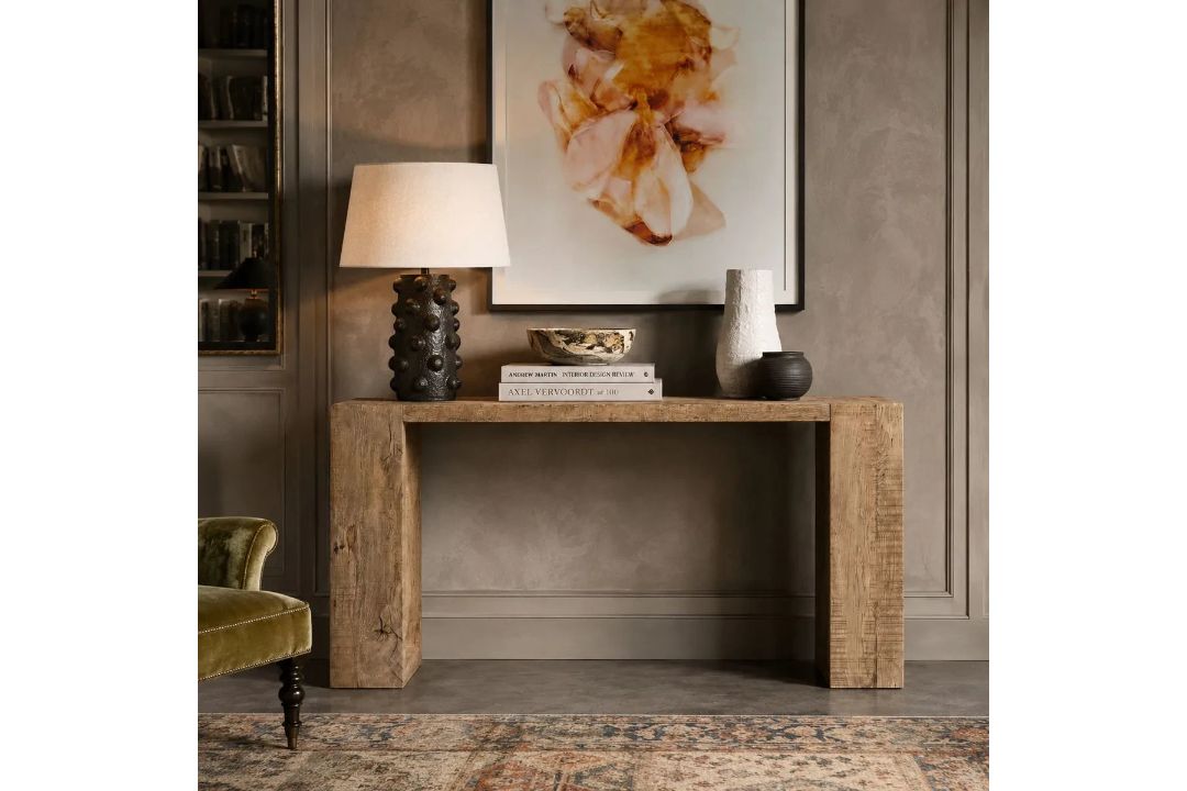 Timothy Oulton Braveheart Console Table (220 x 46 x 76cm) in Battered Plank is a commanding, - Image 1 of 4