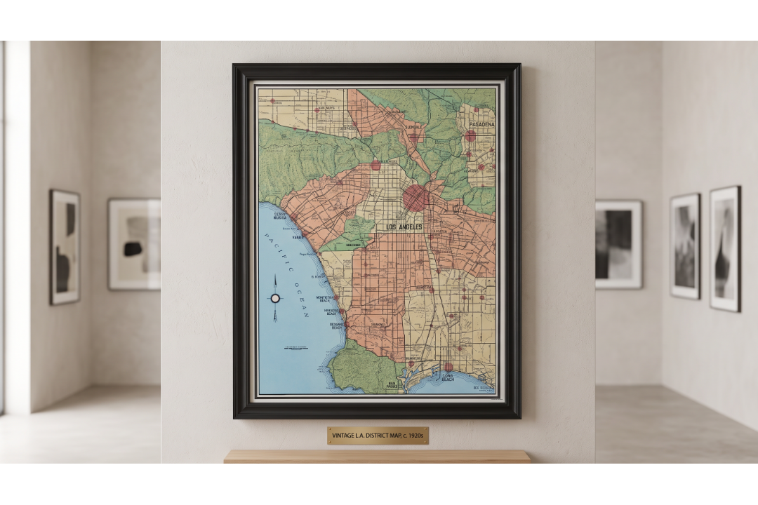 Timothy Oulton Maps Los Angeles Art (100 x 82cm) The Timothy Oulton Maps Los Angeles black wood - Image 2 of 2