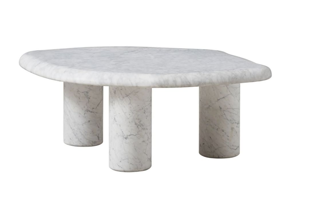 Timothy Oulton Arno Coffee Table (Small, 95 x 74cm) in Marble White Satin is a compact, sculptural - Image 2 of 2