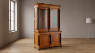 Napoléonville Empire – Style Solid Beechwood & Chestnut Bookcase This Napoléonville Empire – style