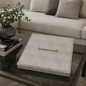 Shagreen Jewellery Box Square jewellery box, exquisitely finished in a neutral taupe-grey faux