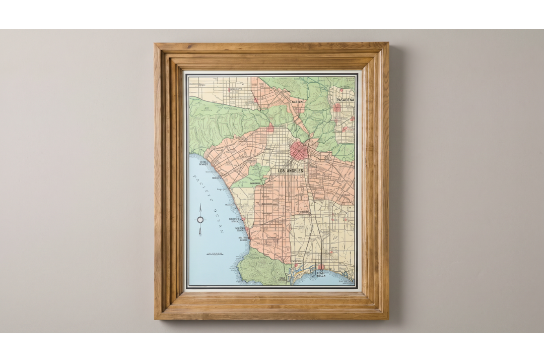 Timothy Oulton Classic Maps Los Angeles Art (100 x 82cm) The Timothy Oulton Classic Maps Los Angeles - Image 1 of 2
