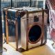 Timothy Oulton Globetrekker Dog Trunk in Aero Black Canvas is a playfully luxurious pet accessory - Image 1 of 4