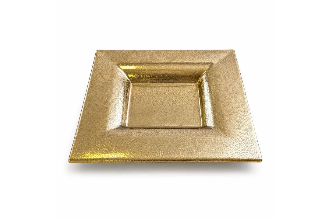 FDC - Ceramic Charger tray in crackle gold enamal A sophisticated square Ceramic Charger Tray, - Image 2 of 2
