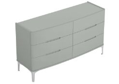 Ayra collection, a brand-new six-drawer dresser expertly finished in ultra-stylish cool gray high-