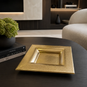 FDC - Ceramic Charger tray in crackle gold enamal A sophisticated square Ceramic Charger Tray,