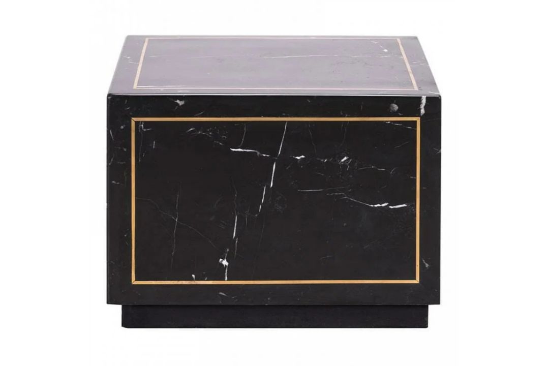 Timothy Oulton Colosseum Side Table (50 x 50cm) in Marble Black Polished Shiny Brass is a sleek, - Image 5 of 5