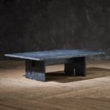 Timothy Oulton Quarry Rectangular Coffee Table (150 x 90cm) in Black Slate Satin is a ruggedly