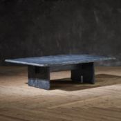 Timothy Oulton Quarry Rectangular Coffee Table (150 x 90cm) in Black Slate Satin is a ruggedly