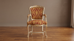 Sévigné Louis XV – Style Armchair in Antique Lacquer and Copper Leaf This Sévigné Louis XV – style