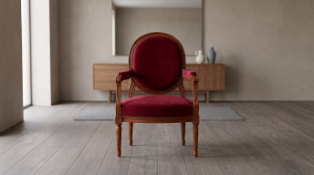Louis XVI style armchair is a masterful reproduction of an original design by the historic master