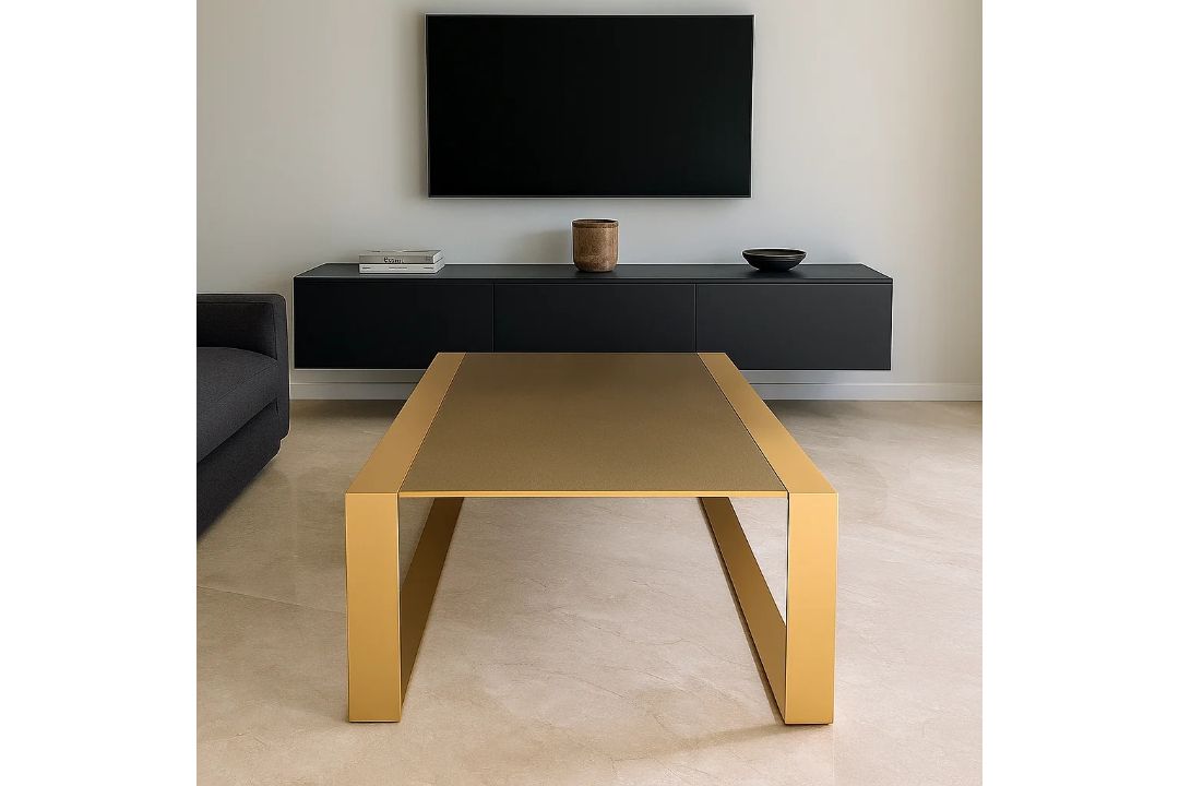 Strata Coffee Table Sophisticated Strata Coffee Table, expertly crafted with a striking golden - Image 4 of 5