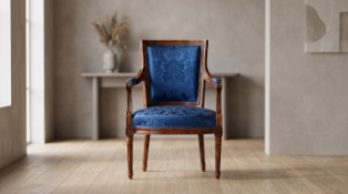 A Louis XVI Style Carved Beechwood fauteuil armchair, Après Lelarge, This sophisticated fauteuil