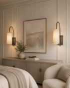 A pair of Porta Romana Willow Wall Lights bronzed Steel and brass with decorative finish 42 x