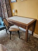 Writing Desk light wood with stone inlay single drawer 120 x 60 x 79cm [Loc: RM 408]