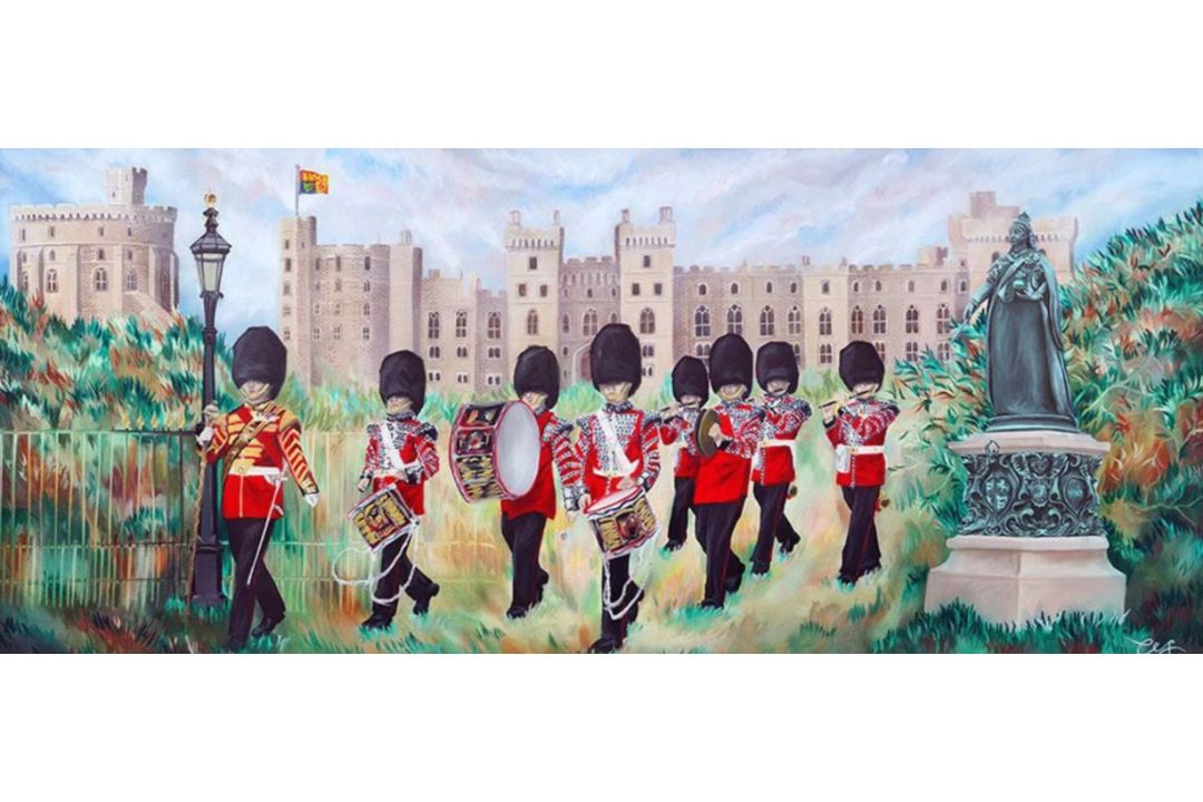 Charlotte Sutton (British) panoramic giclee on canvas depicted an autumnal Windsor Castle, a - Image 2 of 2