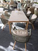 Helsinki 180 x 90cm Rectangle Table with 6x Armchairs - Fern Green
