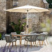 Helsinki 180 x 90cm Rectangle Table with 6x Armchairs - Fern Green